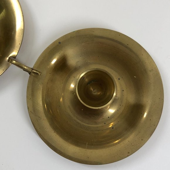 Vtg Brass Interlocking Candleplate Candlestick - Picture 6 of 8